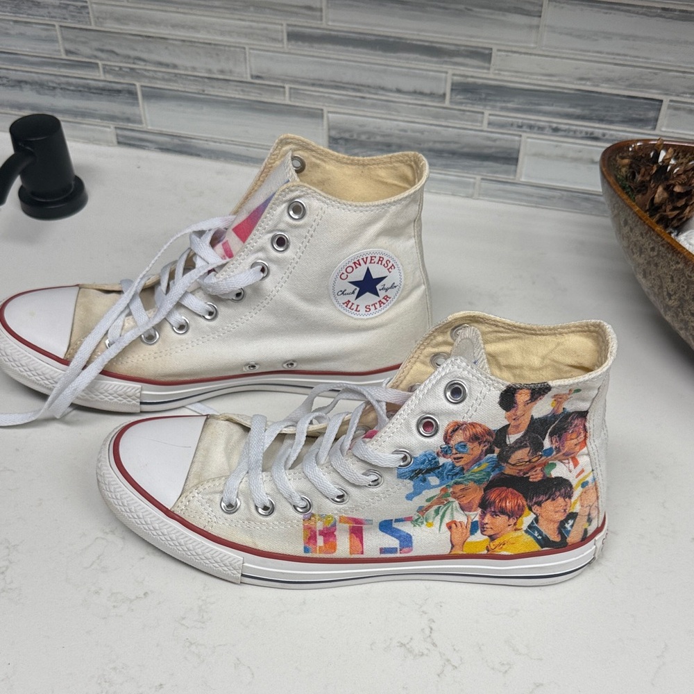 Converse BTS Custom Painted  Made Shoes ( Mens US8 or women US10)